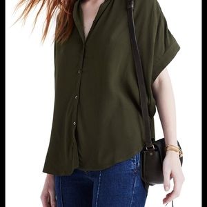 Madewell Drapey Shirt Small Green Button S